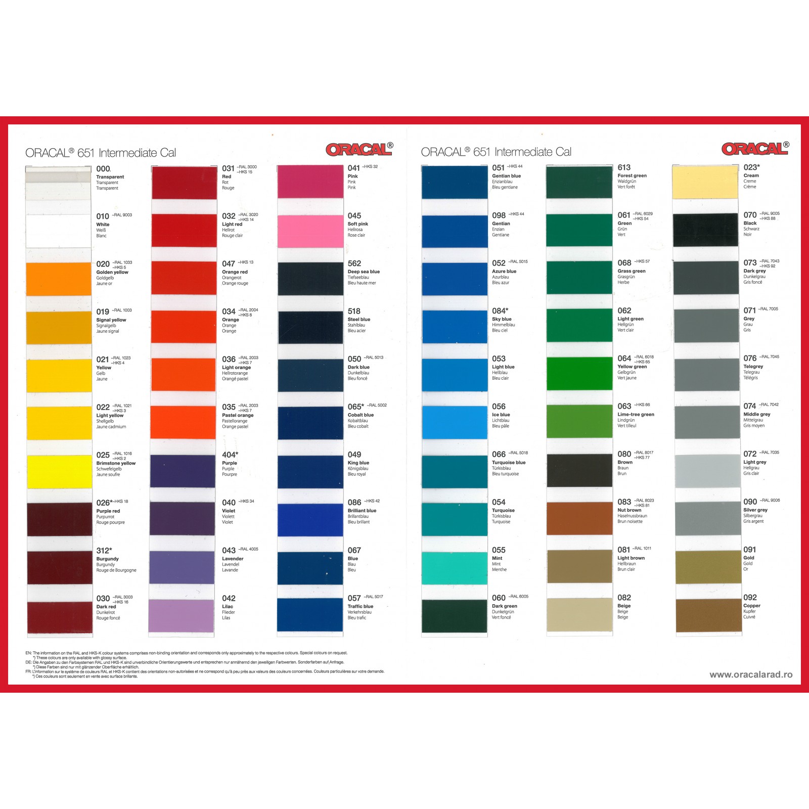 ORACAL 651G (lucios) Folie intermediara Intermediate Cal
